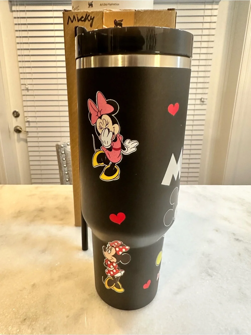 Stanley Mickey & Minnie Mouse Black & Silver Unique & Rare 40oz Tumbler - Picture 6 of 13